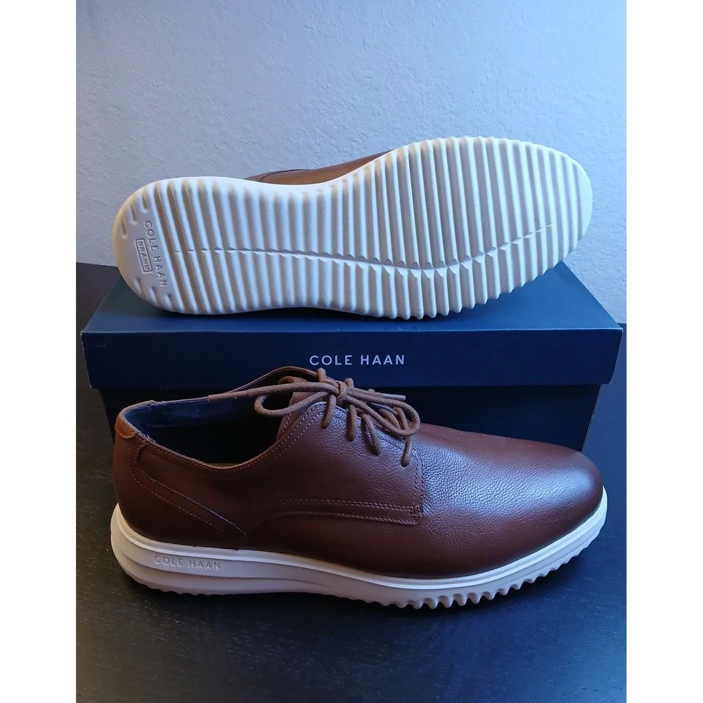 Cole Haan Mens Grand+ Plain Toe Oxford British Tan Leather Shoes C36935 Size 13W